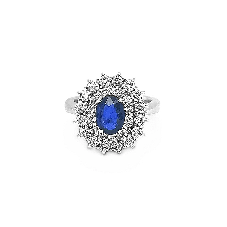 Goldring mit Saphir und Diamanten