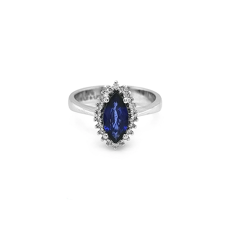 Goldring mit Saphir und Diamanten