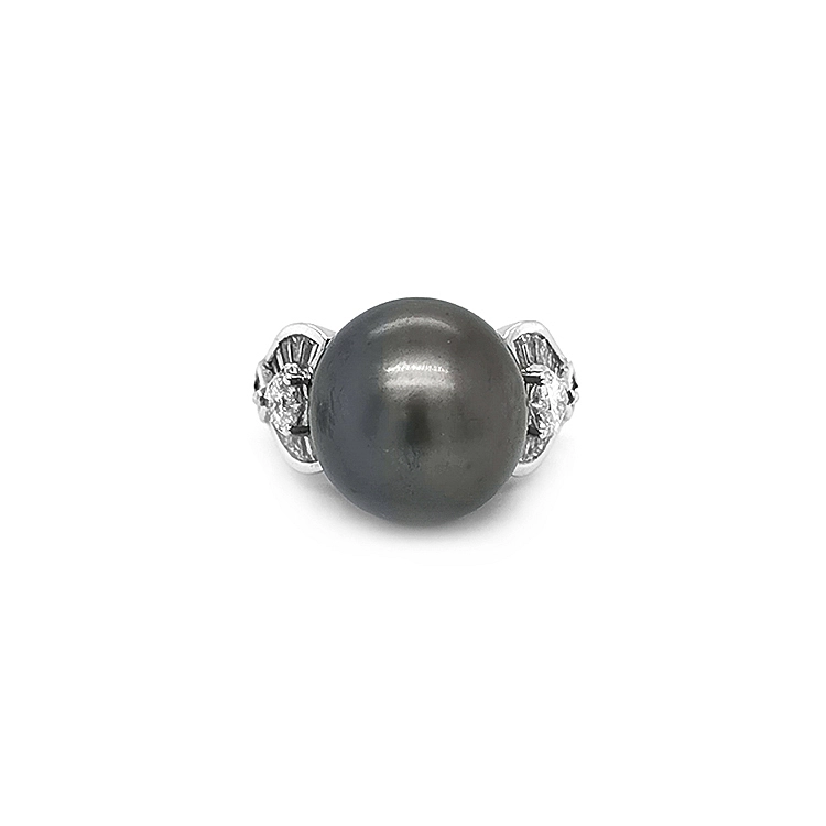 Goldring mit Naturperle und Diamanten