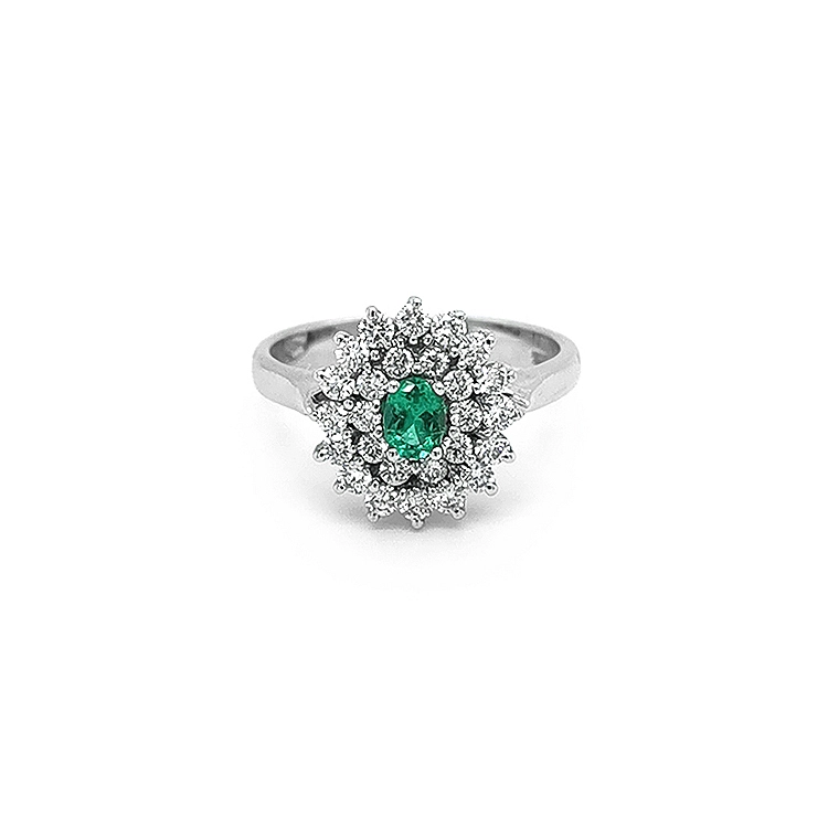Goldring mit Smaragd und Diamanten