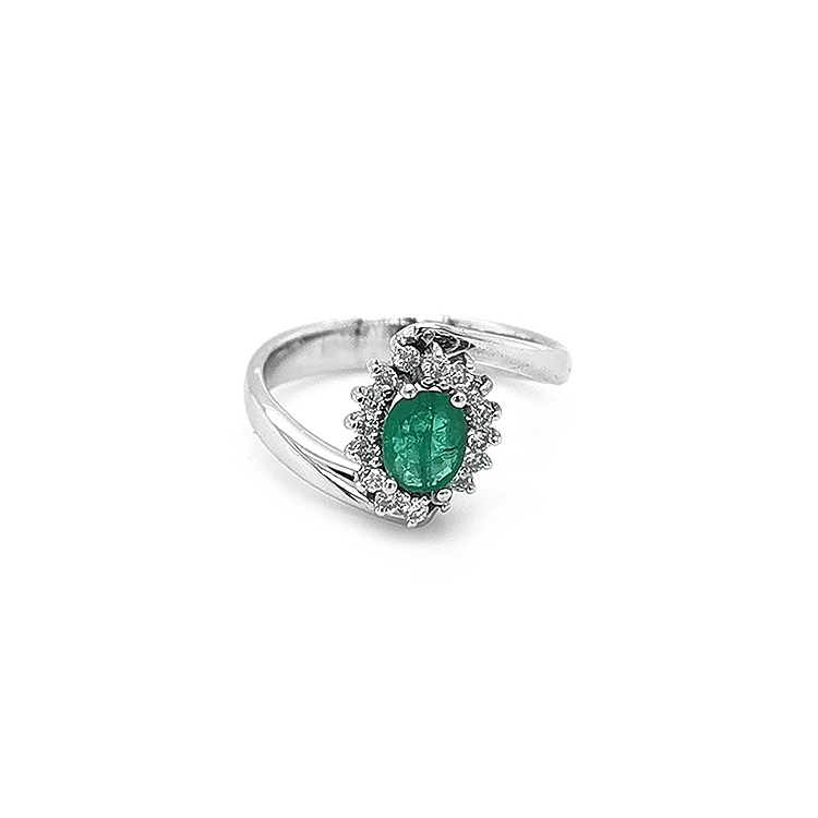 Goldring mit Smaragd und Diamanten