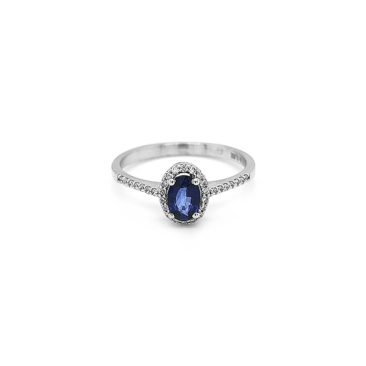 Goldring mit Saphir und Diamanten