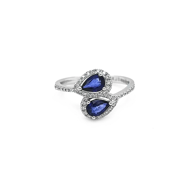 Goldring mit Saphir und Diamanten