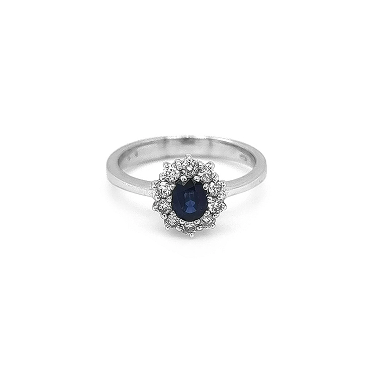 Goldring mit Saphir und Diamanten