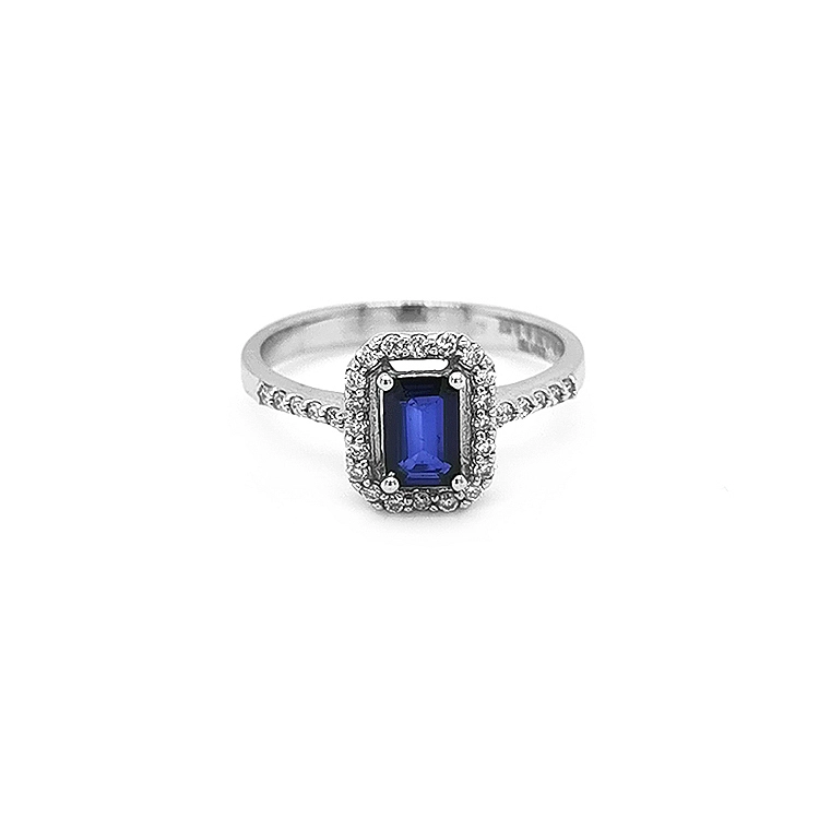 Goldring mit Saphir und Diamanten