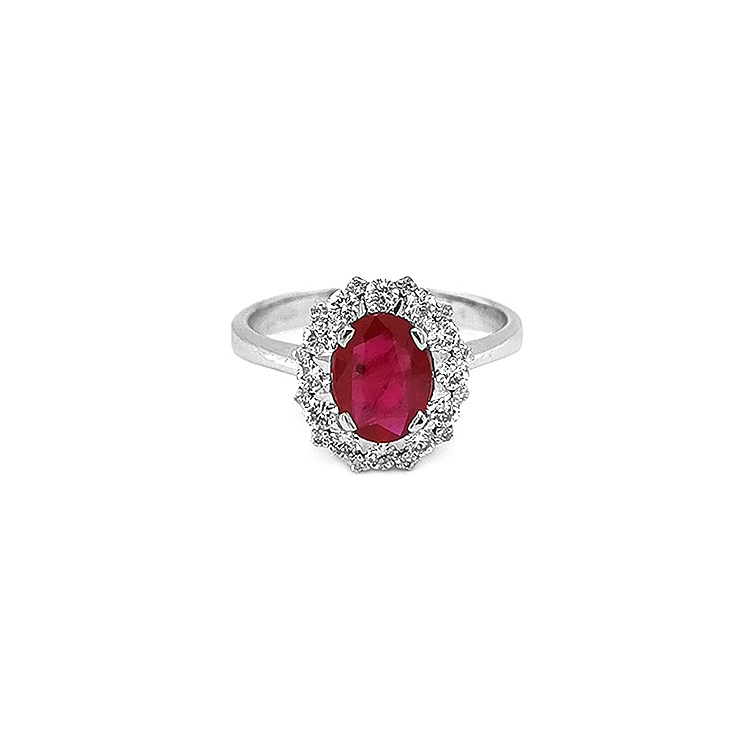 Goldring mit Rubin und Diamanten