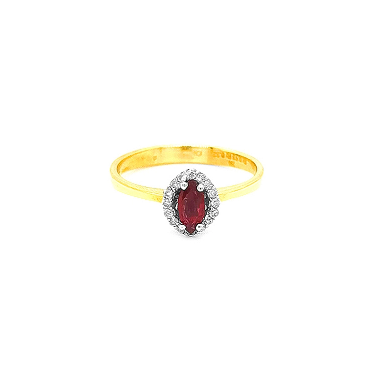 Goldring mit Rubin und Diamanten