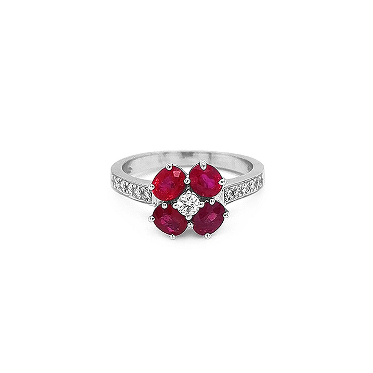 Goldring mit Rubinen und Diamanten