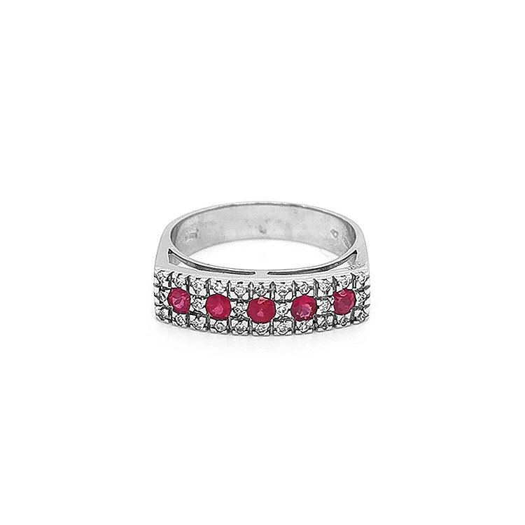 Goldring mit Rubinen und Diamanten