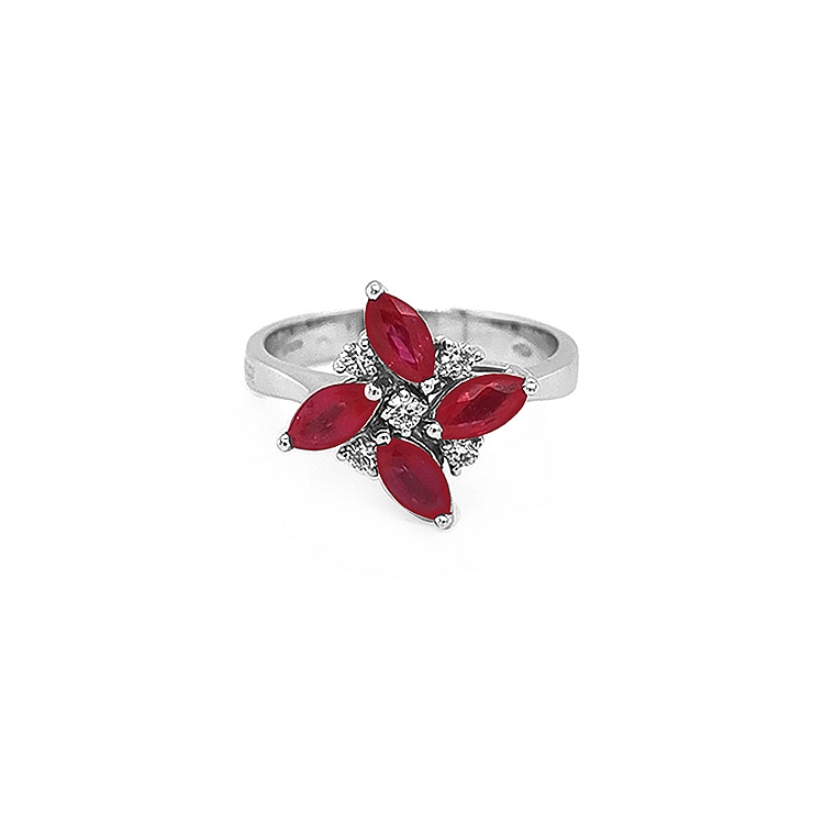 Goldring mit Rubinen und Diamanten
