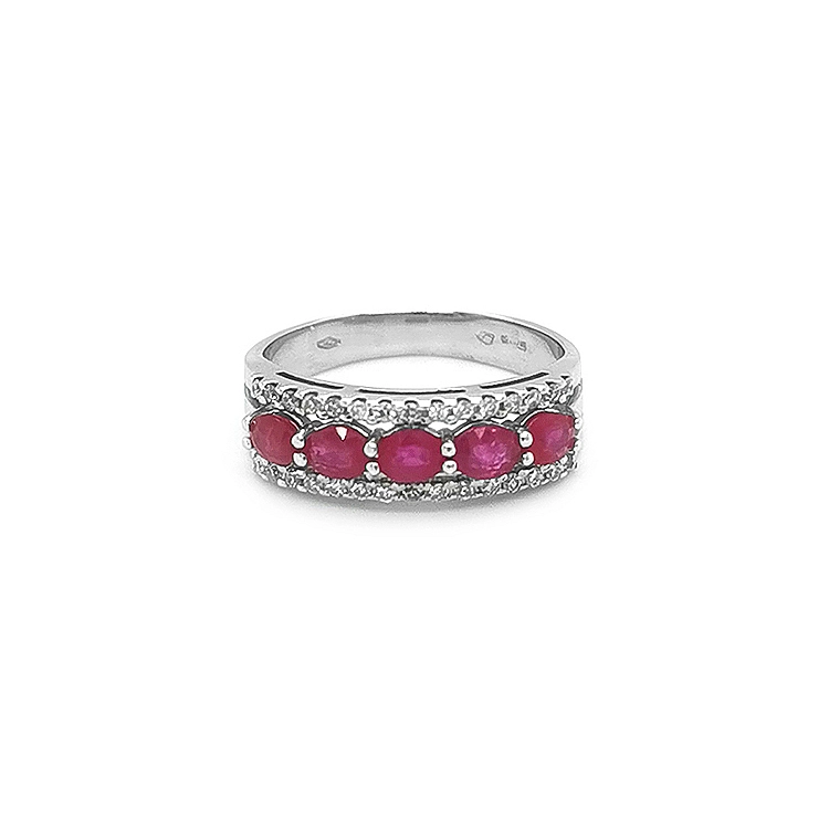 Goldring mit Rubinen und Diamanten