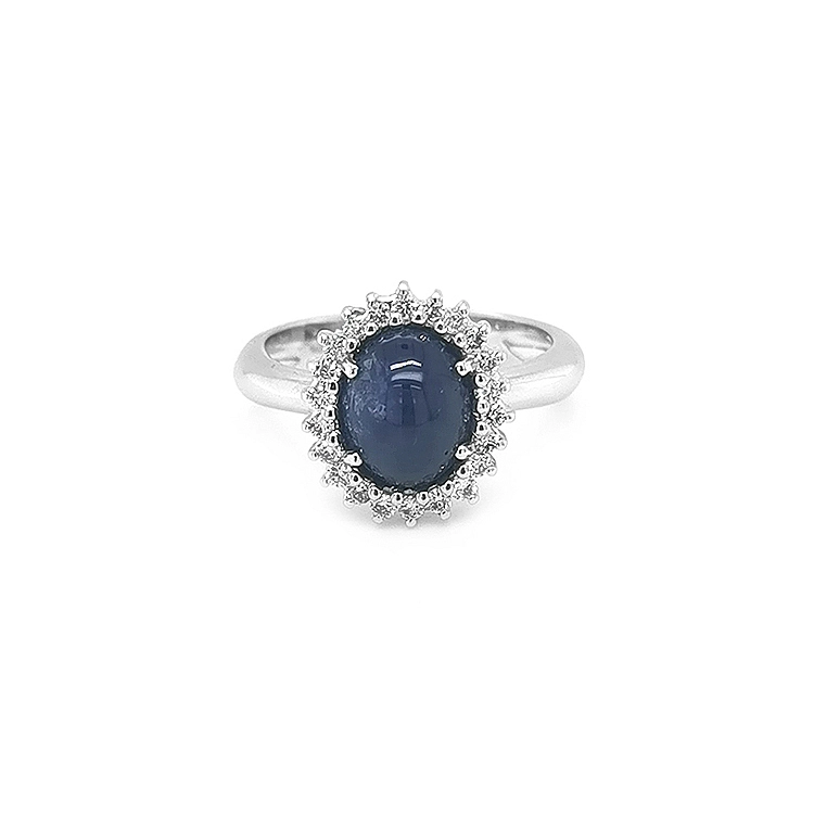 Goldring mit Saphir und Diamanten