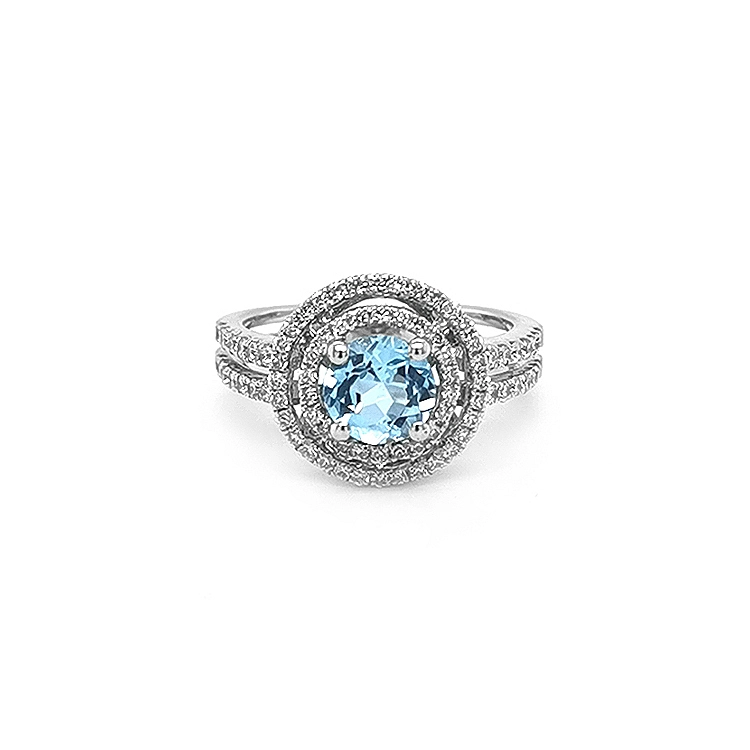 Goldring mit Blautopas und Diamanten