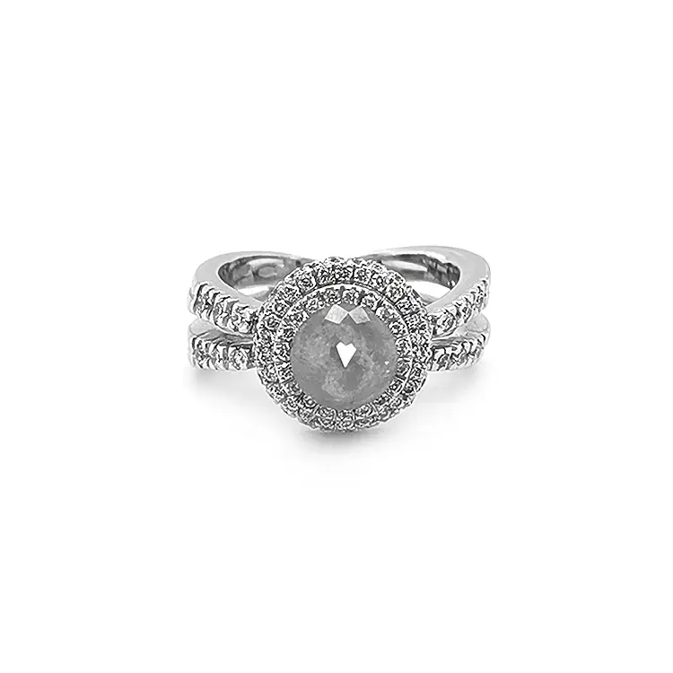 Goldring mit grauen und weißen Diamanten