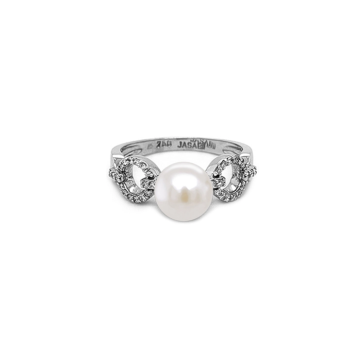 Goldring mit Naturperle und Diamanten