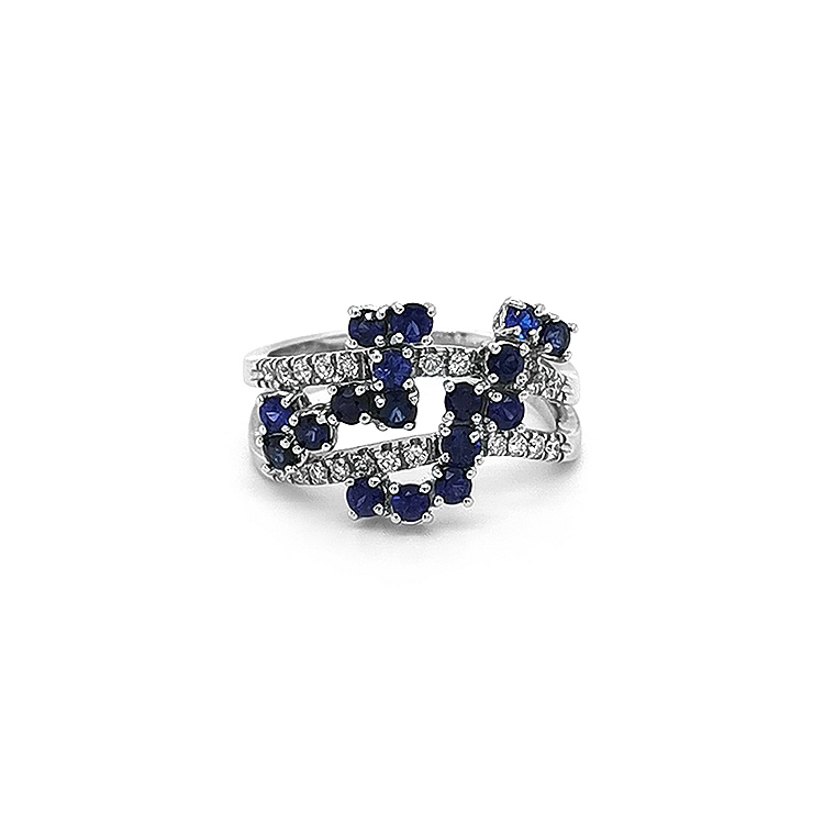 Goldring mit Saphiren und Diamanten