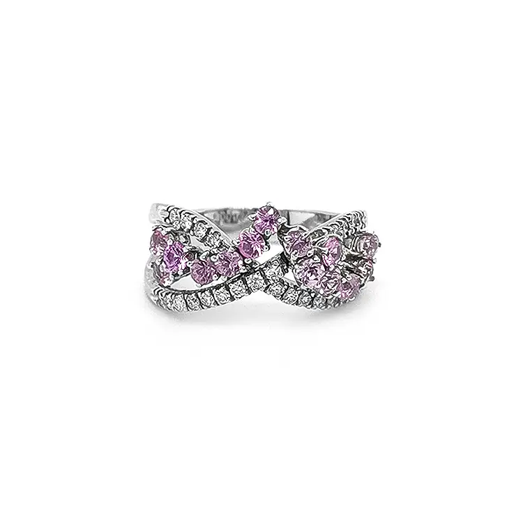 Goldring mit rosa Saphiren und Diamanten