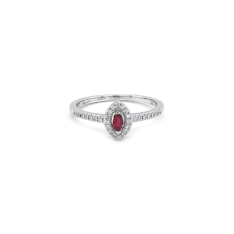 Rubinring mit Diamanten aus Weißgold