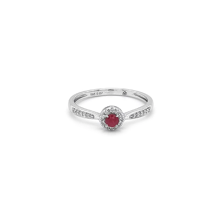 Rubinring mit Diamanten aus Weißgold