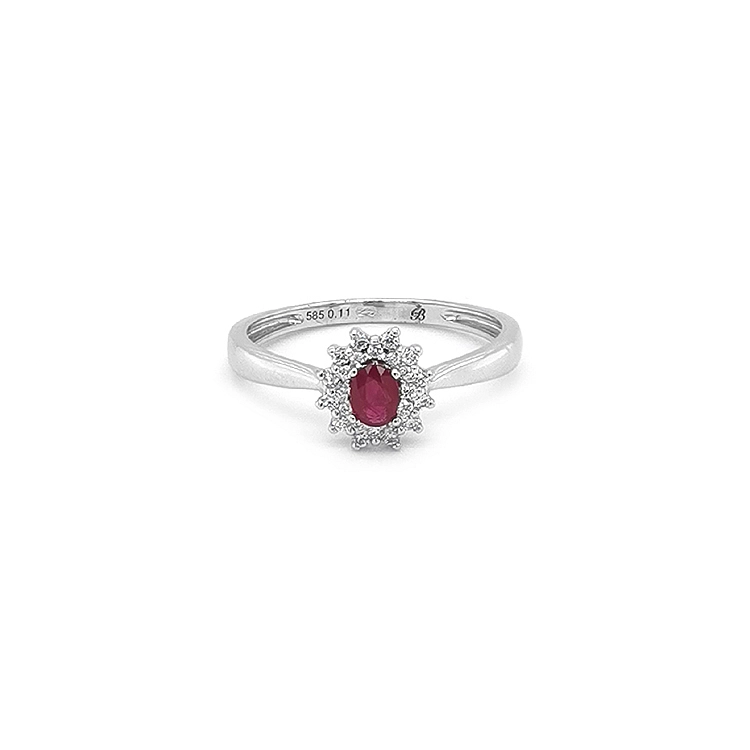 Rubinring mit Diamanten aus Weißgold
