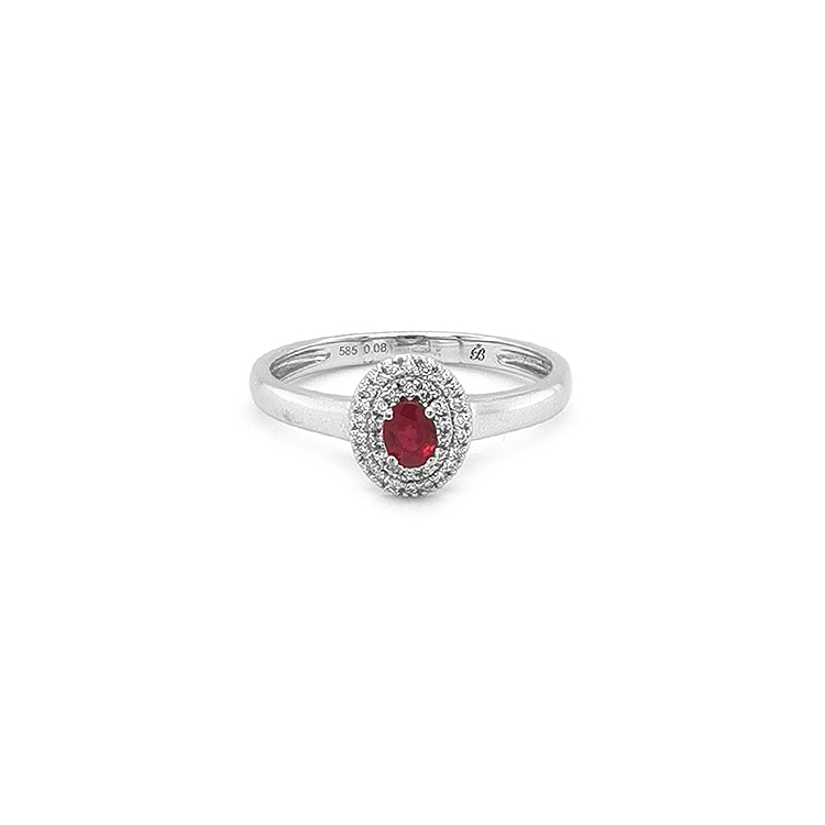 Rubinring mit Diamanten aus Weißgold