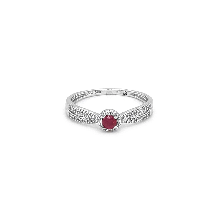 Rubin prtsen mit Weißgold Diamanten