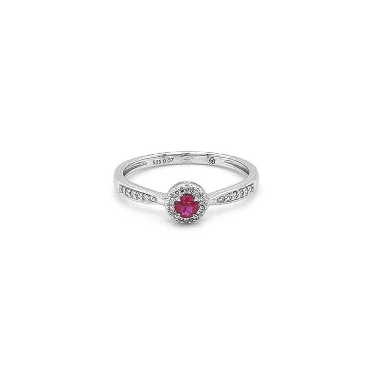 Rubinring mit Diamanten aus Weißgold