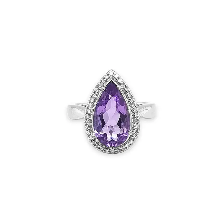 Goldring mit Amethyst und Diamanten