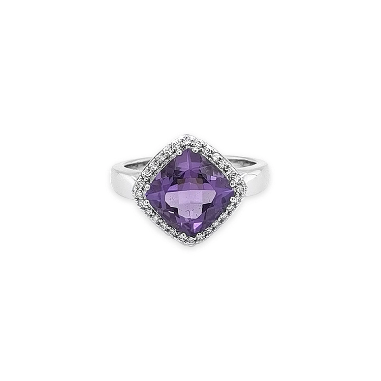 Goldring mit Amethyst und Diamanten