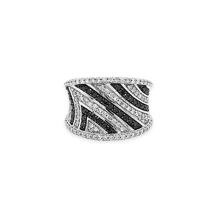 Goldring mit schwarzen und weißen Diamanten