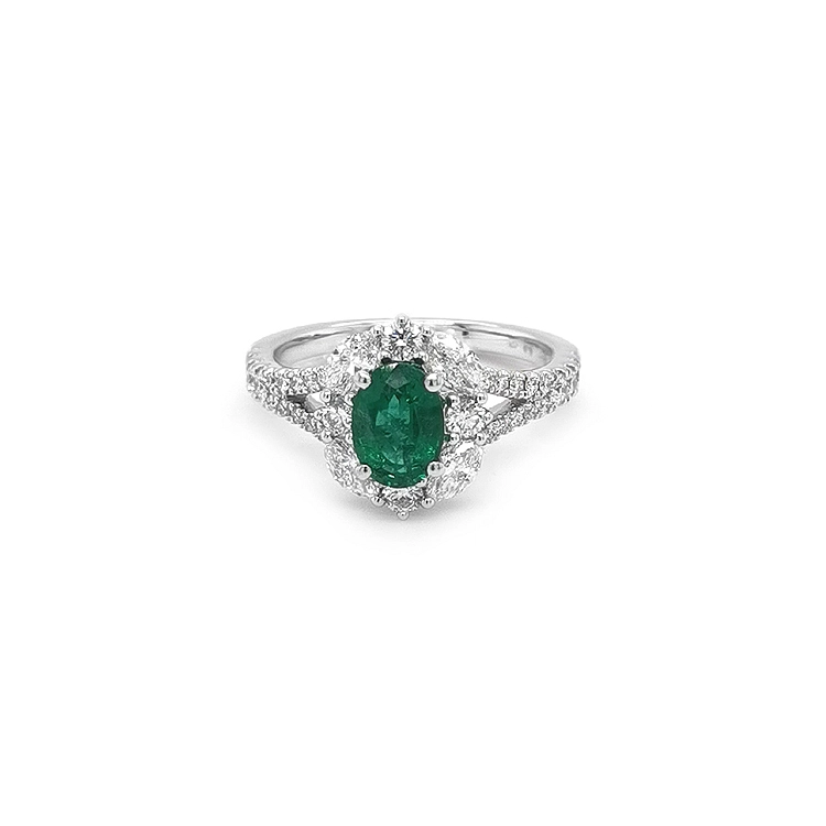Goldring Crivelli mit Smaragd und Diamanten