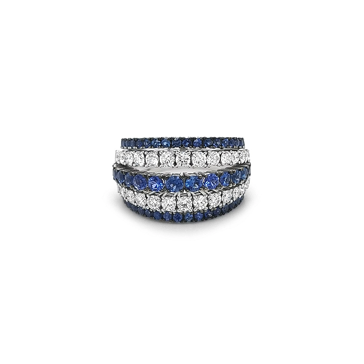 Goldring mit Saphiren und Diamanten