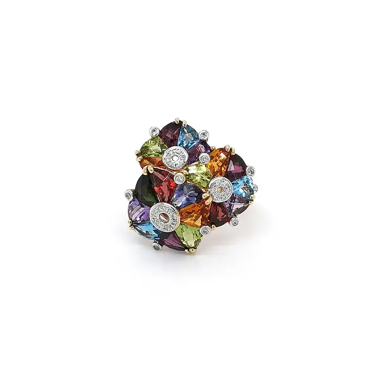 Goldring mit Diamanten und Halbedelsteinen