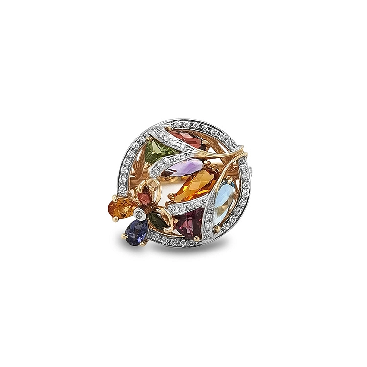 Goldring Halbedelsteine und Diamanten