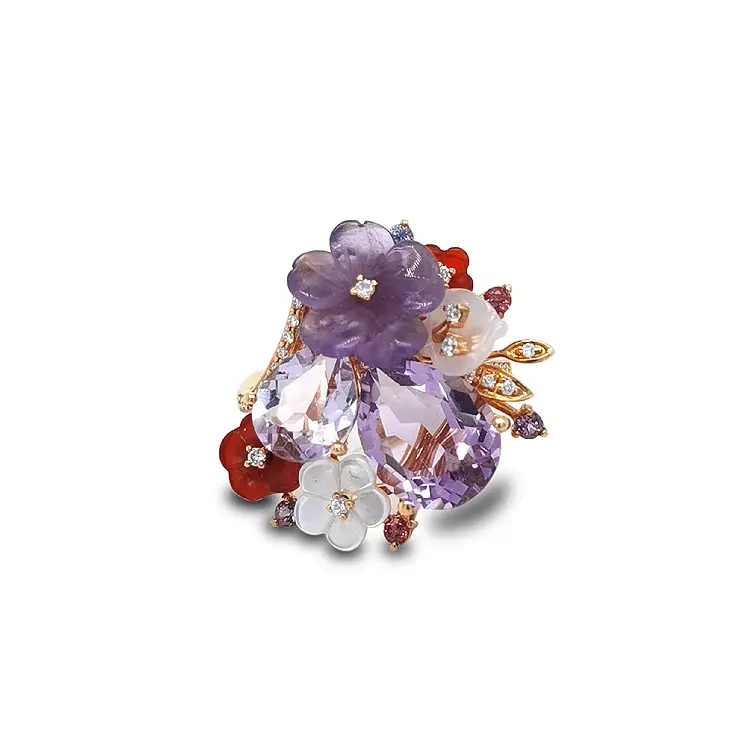 Goldring Halbedelsteine und Diamanten