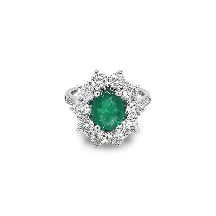 Goldring mit Smaragd und Diamanten