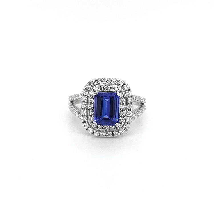Goldring mit Tansanit und Diamanten