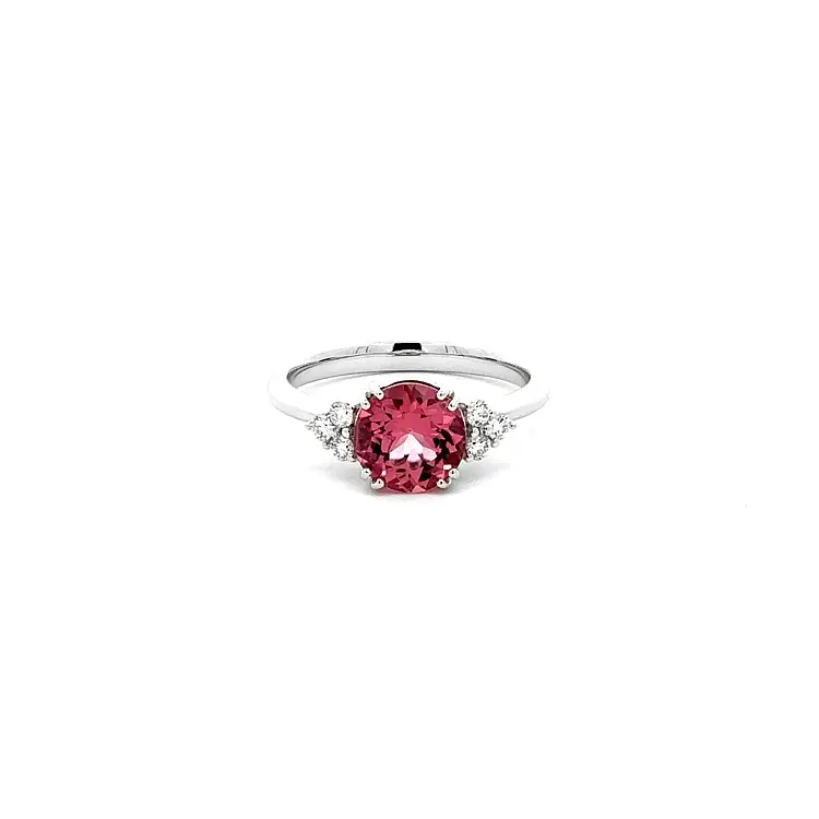 Goldring Rosa Turmalin und Diamanten