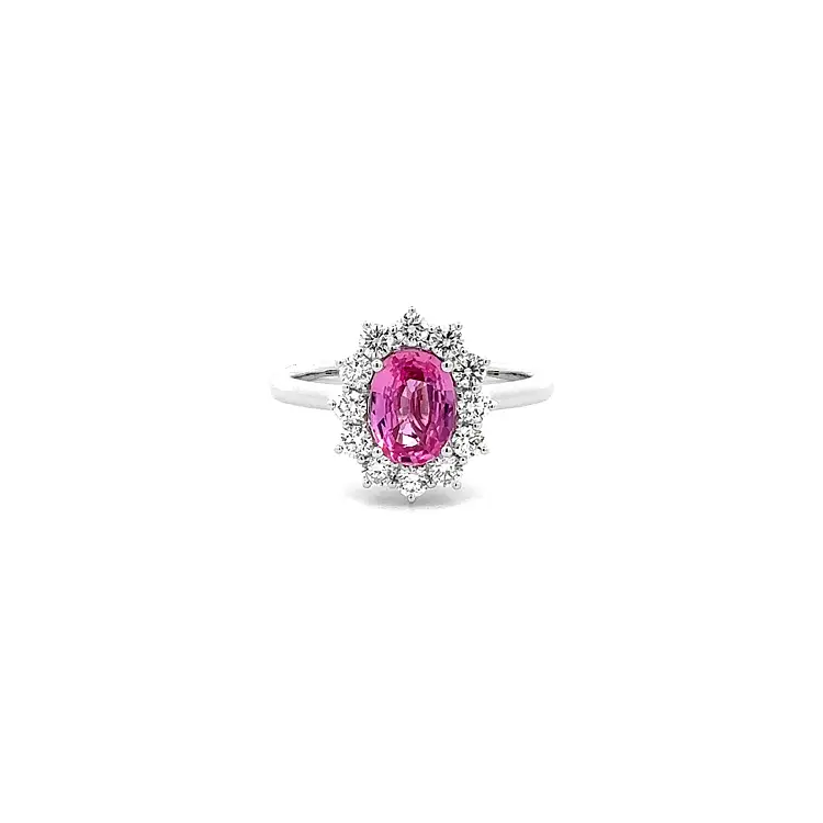 Goldring Rosa Saphir und Diamanten