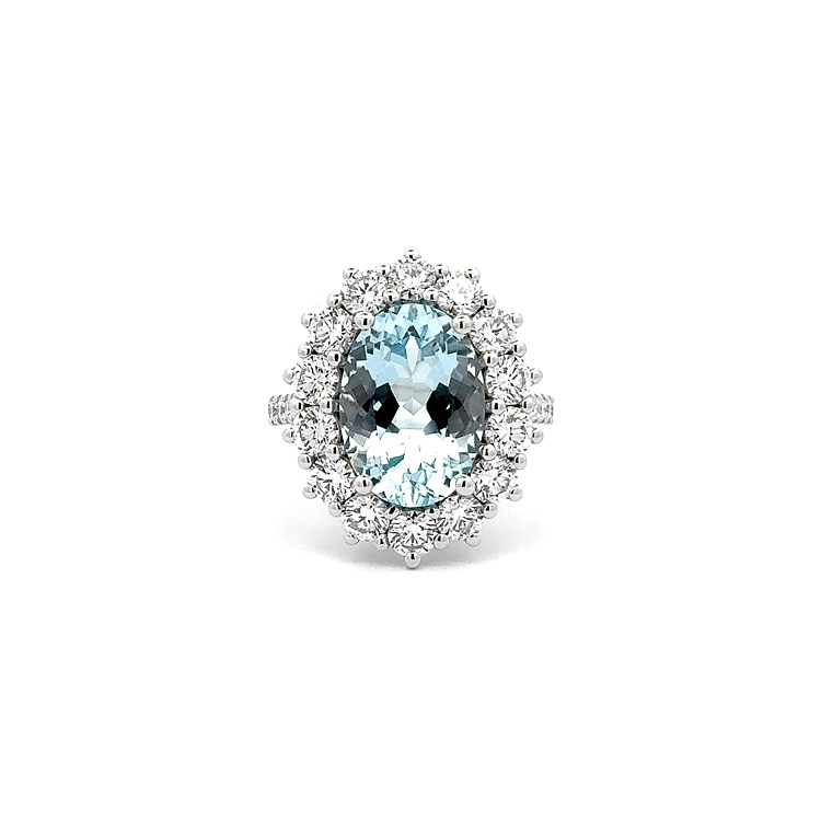 Goldener Aquamarin- und Diamantring