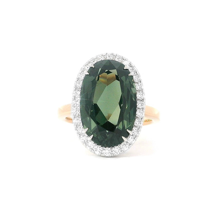 Luxuriöser Ring mit grünem Turmalin und Diamanten