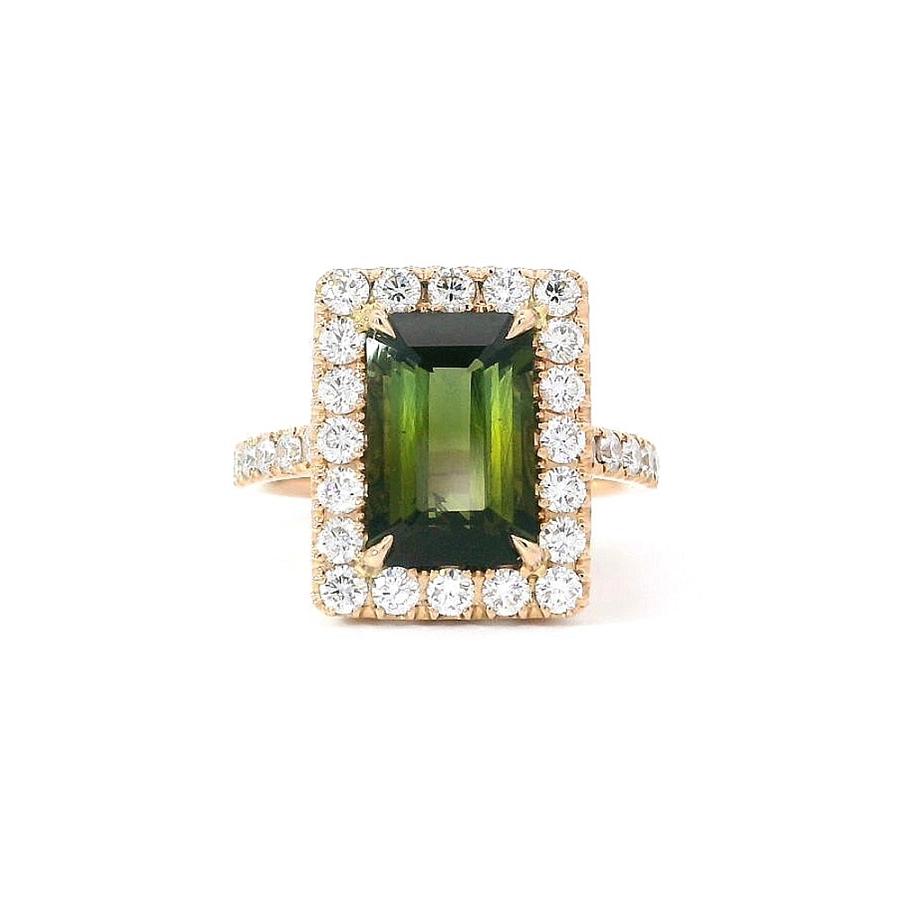 Ring Natürliche Eleganz aus grünem Turmalin und Diamanten