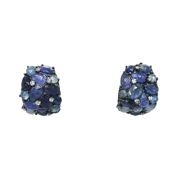 Goldohrringe mit Saphiren und Diamanten