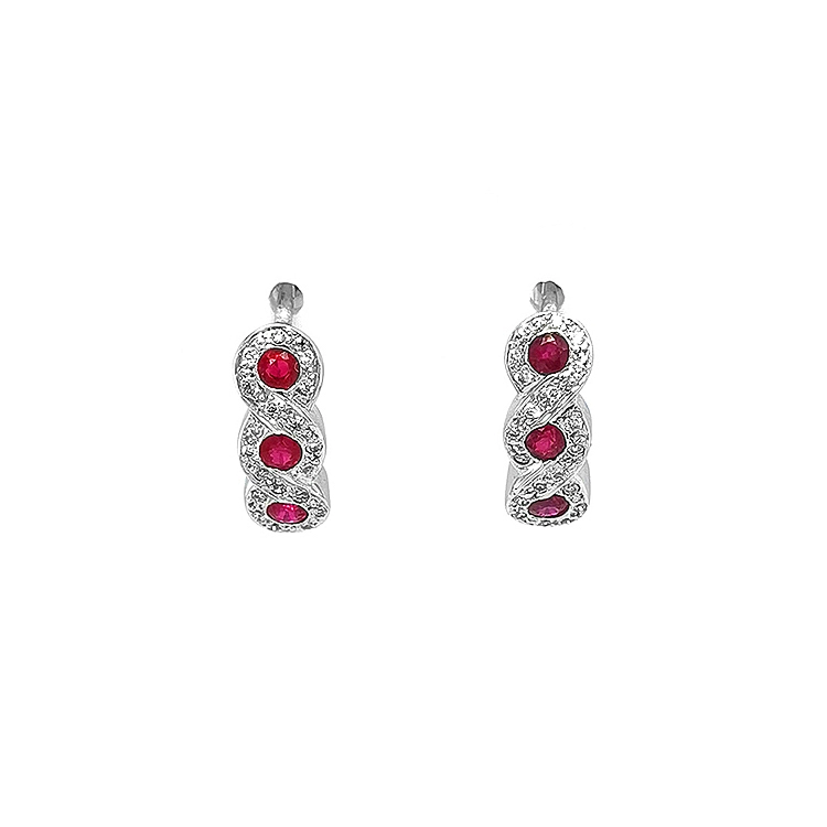 Goldohrringe mit Rubinen und Diamanten