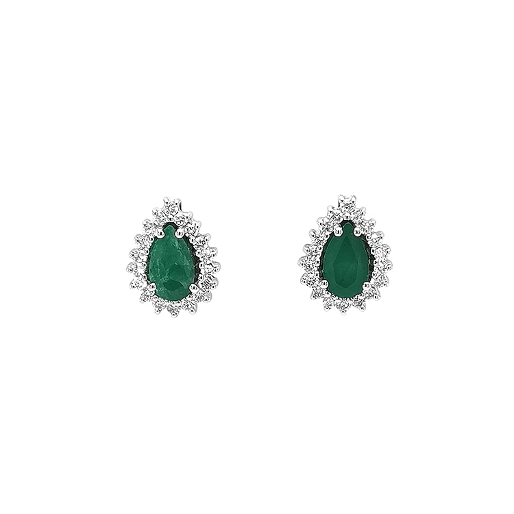 Goldohrringe mit Smaragden und Diamanten