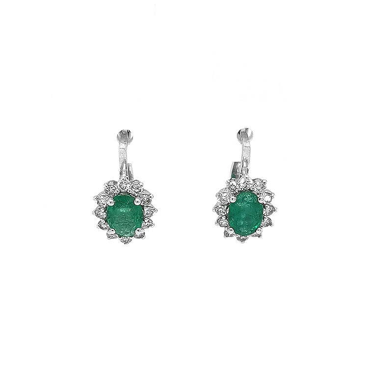 Goldohrringe mit Smaragden und Diamanten