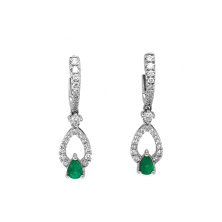 Goldohrringe mit Smaragden und Diamanten