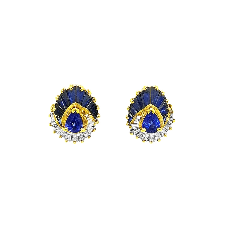 Goldohrringe mit Saphiren und Diamanten