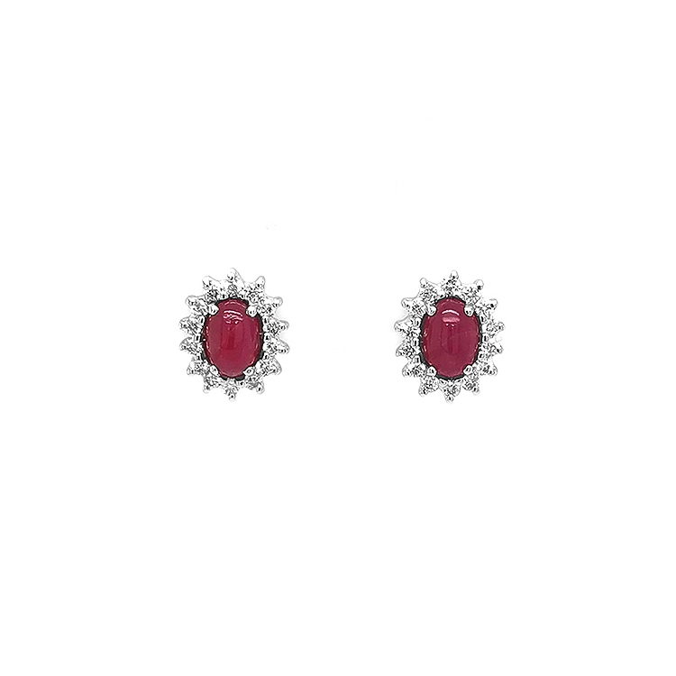 Goldohrringe mit Rubinen und Diamanten