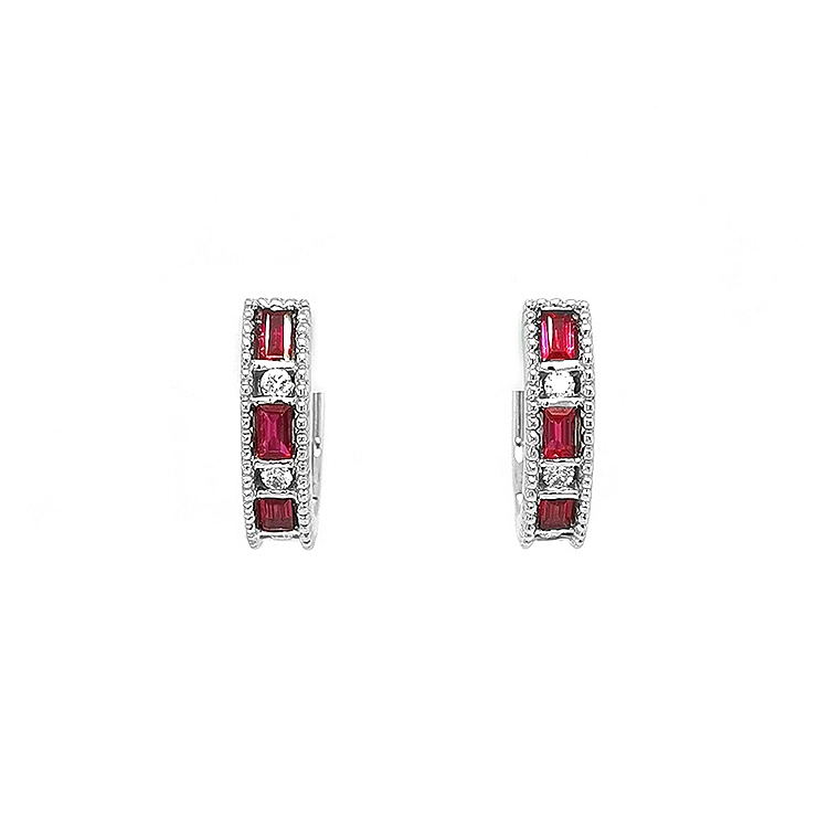Goldohrringe mit Rubinen und Diamanten